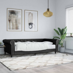 Tagesbett mit Matratze Schwarz 90x200 cm Kunstleder