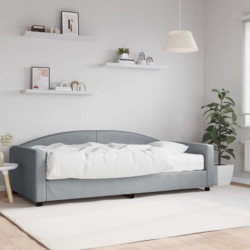 Tagesbett mit Matratze Hellgrau 100x200 cm Stoff
