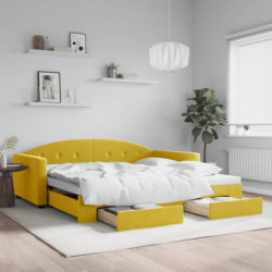 Tagesbett Ausziehbar mit Schubladen Gelb 100x200 cm Samt