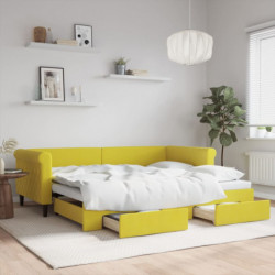 Tagesbett Ausziehbar mit Schubladen Gelb 90x200 cm Samt