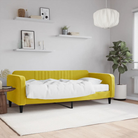 Tagesbett mit Matratze Gelb 90x200 cm Samt