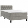 Boxspringbett mit Matratze & LED Hellgrau 80x200 cm Samt