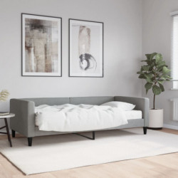 Tagesbett mit Matratze Hellgrau 90x200 cm Stoff