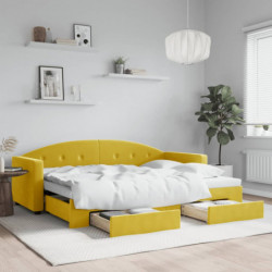 Tagesbett Ausziehbar mit Schubladen Gelb 80x200 cm Samt