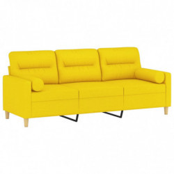 3-Sitzer-Sofa mit Zierkissen Hellgelb 180 cm Stoff