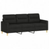 3-Sitzer-Sofa mit Zierkissen Schwarz 180 cm Stoff