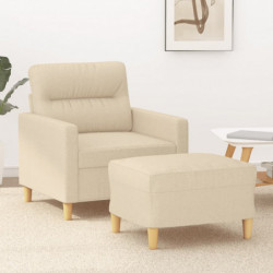Sessel mit Hocker Creme 60 cm Stoff
