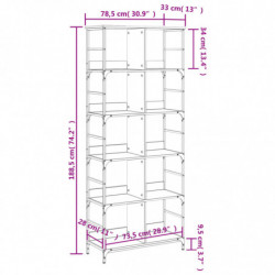 Bücherregal Grau Sonoma 78,5x33x188,5 cm Holzwerkstoff