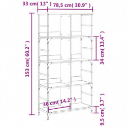 Bücherregal Braun Eichen-Optik 78,5x33x153 cm Holzwerkstoff