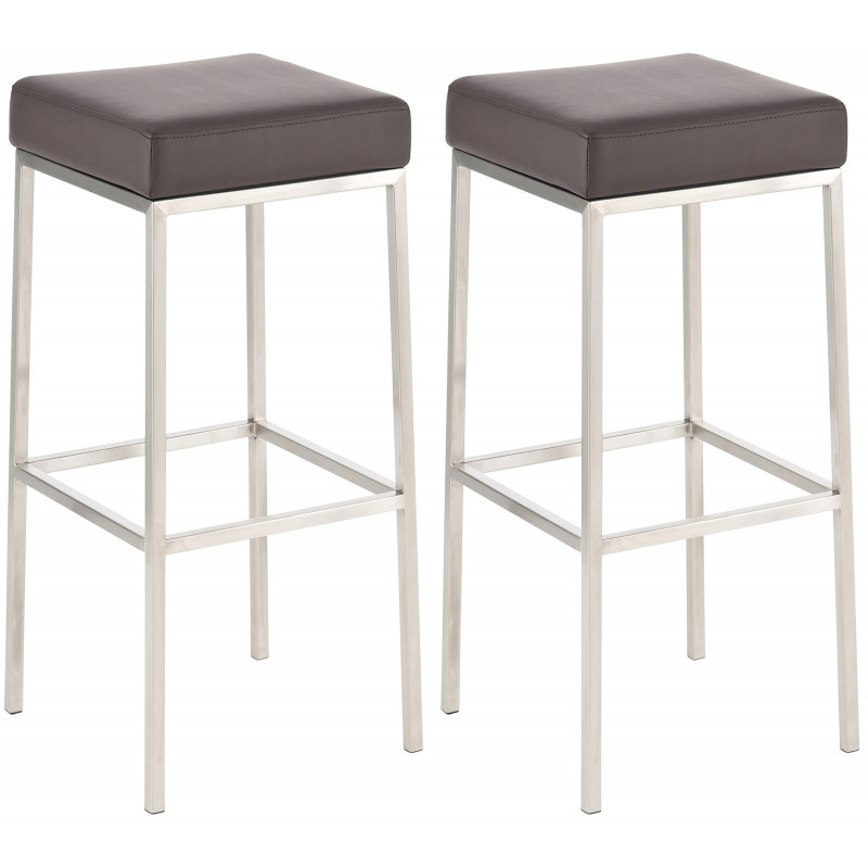 2er Set Barhocker Montreal 80 Kunstleder edelstahl