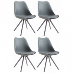 4er Set Stühle Toulouse Kunstleder Rund grau