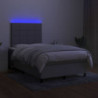 Boxspringbett mit Matratze & LED Hellgrau 120x200 cm Stoff