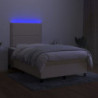 Boxspringbett mit Matratze & LED Creme 120x200 cm Stoff