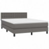 Boxspringbett mit Matratze Grau 140x200 cm Kunstleder