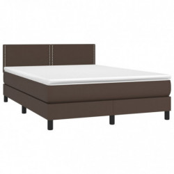 Boxspringbett mit Matratze Braun 140x200 cm Kunstleder