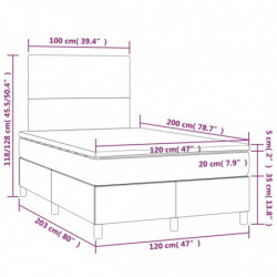 Boxspringbett mit Matratze & LED Dunkelbraun 120x200 cm Stoff
