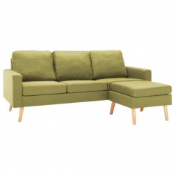 3-Sitzer-Sofa mit Hocker Grün Stoff