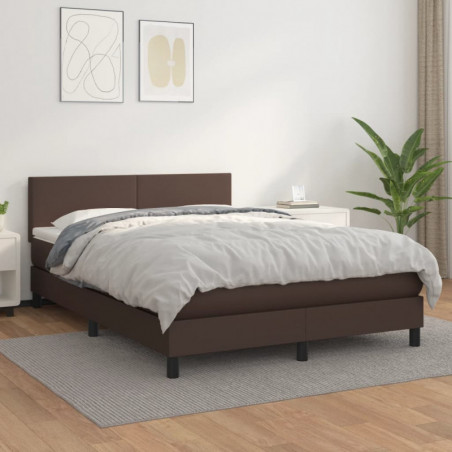 Boxspringbett mit Matratze Braun 140x200 cm Kunstleder