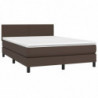 Boxspringbett mit Matratze Braun 140x200 cm Kunstleder