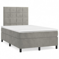 Boxspringbett mit Matratze Hellgrau 120x200 cm Samt