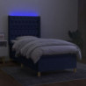 Boxspringbett mit Matratze & LED Blau 100x200 cm Stoff