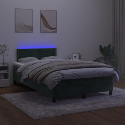 Boxspringbett mit Matratze & LED Dunkelgrün 120x200 cm Samt