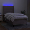Boxspringbett mit Matratze & LED Taupe 100x200 cm Stoff