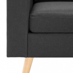 3-Sitzer-Sofa mit Hocker Dunkelgrau Stoff