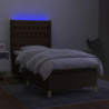 Boxspringbett mit Matratze & LED Dunkelbraun 100x200 cm Stoff