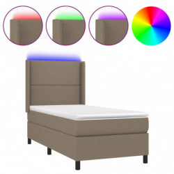 Boxspringbett mit Matratze & LED Taupe 100x200 cm Stoff