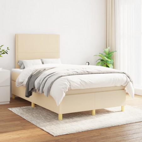 Boxspringbett mit Matratze Creme 120x200 cm Stoff