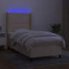 Boxspringbett mit Matratze & LED Creme 100x200 cm Stoff