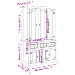 Highboard Corona 112x43x196 cm Massivholz Mexikanische Kiefer