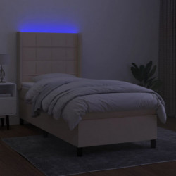 Boxspringbett mit Matratze & LED Creme 100x200 cm Stoff