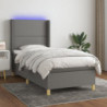 Boxspringbett mit Matratze & LED Dunkelgrau 90x190 cm Stoff