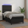 Boxspringbett mit Matratze & LED Schwarz 100x200 cm Kunstleder