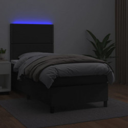 Boxspringbett mit Matratze & LED Schwarz 100x200 cm Kunstleder