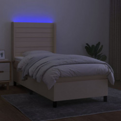 Boxspringbett mit Matratze & LED Creme 90x190 cm Stoff