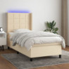 Boxspringbett mit Matratze & LED Creme 90x190 cm Stoff