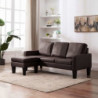 3-Sitzer-Sofa mit Hocker Braun Kunstleder