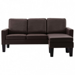 3-Sitzer-Sofa mit Hocker Braun Kunstleder