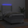 Boxspringbett mit Matratze & LED Weiß 90x200 cm Kunstleder