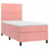 Boxspringbett mit Matratze & LED Rosa 100x200 cm Samt