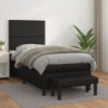 Boxspringbett mit Matratze Schwarz 90x200 cm Kunstleder