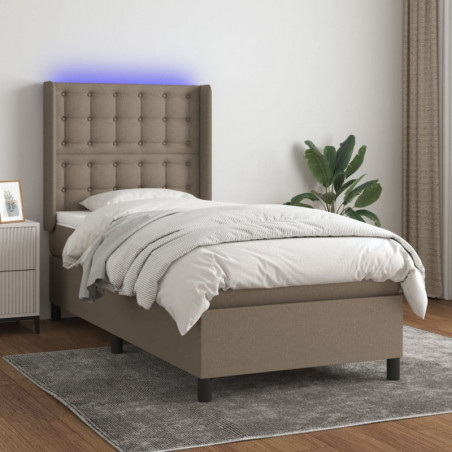 Boxspringbett mit Matratze & LED Taupe 90x200 cm Stoff