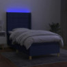 Boxspringbett mit Matratze & LED Blau 90x200 cm Stoff