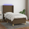 Boxspringbett mit Matratze & LED Dunkelbraun 90x200 cm Stoff