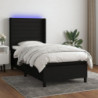 Boxspringbett mit Matratze & LED Schwarz 90x190 cm Stoff