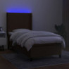 Boxspringbett mit Matratze & LED Dunkelbraun 90x200 cm Stoff