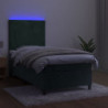 Boxspringbett mit Matratze & LED Dunkelgrün 100x200 cm Samt